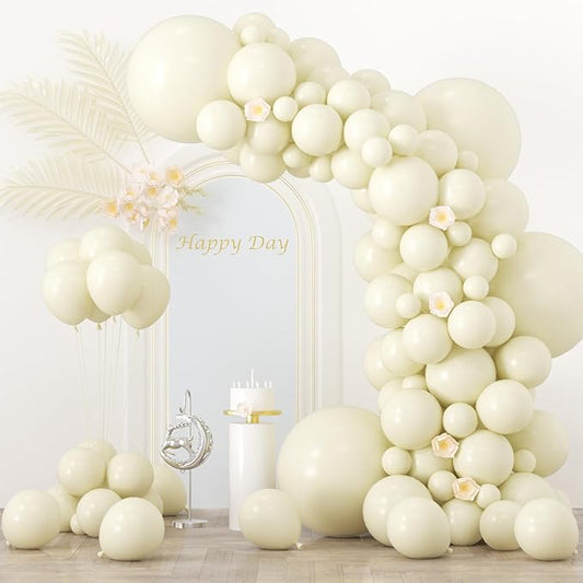 130pcs Ivory White Balloons Different Sizes 18" 12" 10" 5" Party Latex Balloons for Birthday Baby Shower Graduation Wedding Gender Reveal Anniversary Party Decorations-CasaMuseHome