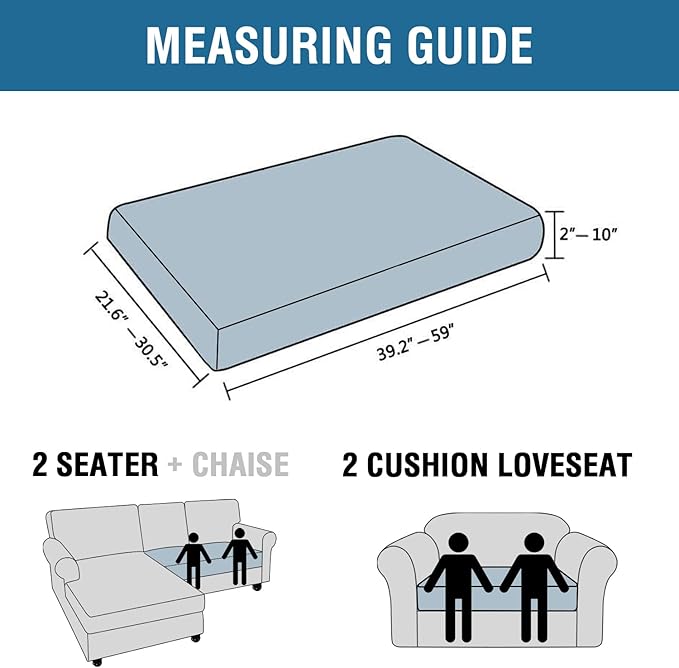 H.VERSAILTEX Super Stretch Individual Seat Cushion Covers Sofa Covers Couch Cushion Covers Slipcover Sets Thick Jacquard Textured Twill Fabric (1 Piece Loveseat Cushion Cover, Sand)-CasaMuseHome