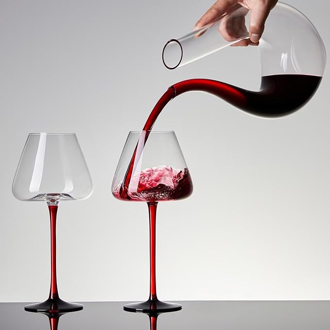 1PC Luxurious U-Shaped Crystal Glass Wine Decanter - High-End European Style, Harp Design, Red Wine, Large Capacity, Perfect for Home, Restaurant, and Household Use-CasaMuseHome