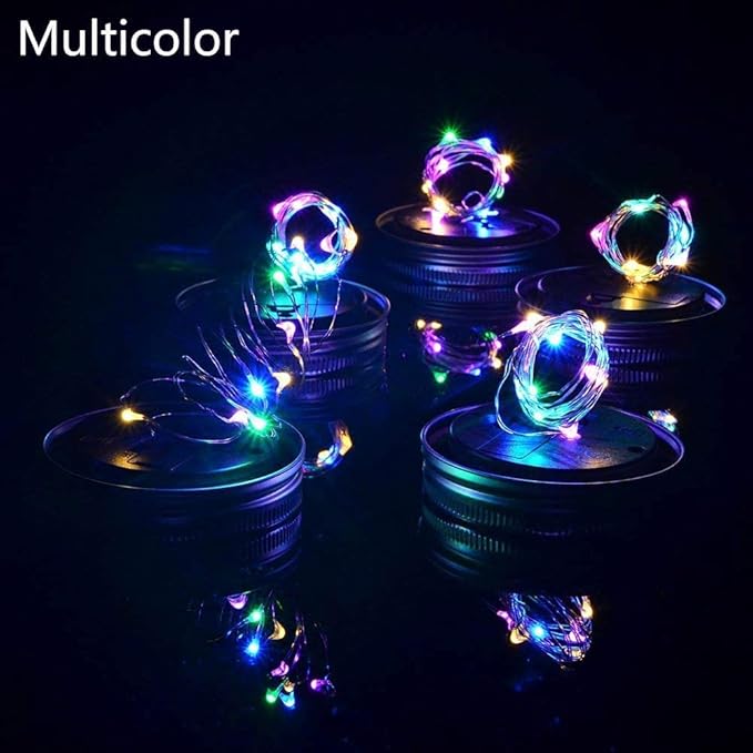 8 Pack Solar Outdoor Fairy Star Firefly Jar Lids Lights,Solar Fairy String Lids Lights（No Jars）,Waterproof Lantern Mason String Solar Lights with Hangers for Regular Mouth Jars-CasaMuseHome