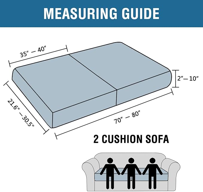 H.VERSAILTEX Super Stretch Individual Seat Sofa Covers Slipcover Sets Thick Jacquard Textured Twill Fabric (2 Piece Large Sofa Cushion Covers, Dove)-CasaMuseHome