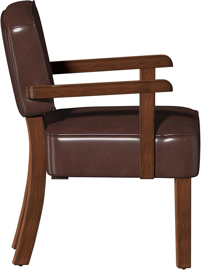 Accent Chair, PU Leather Living Room Chairs Oversized with Soft Seat and Armrests, Armchair for Bedroom, Dinning, Reading, Waiting Rooms (Leather Cherry)-CasaMuseHome