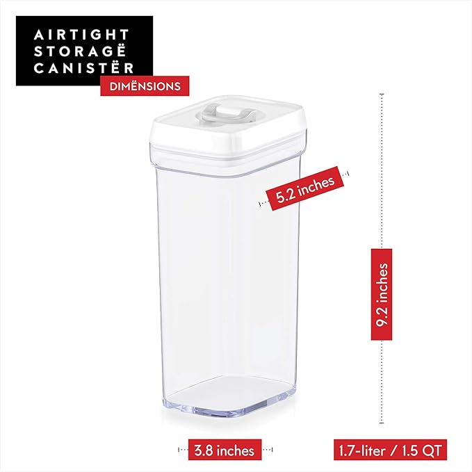 DWËLLZA KITCHEN Airtight Food Storage Containers – 4 Piece set Air Tight Pantry Storage Containers Clear Kitchen Organization and Storage Set BPA-Free - Keeps your Food Fresh & Dry-CasaMuseHome