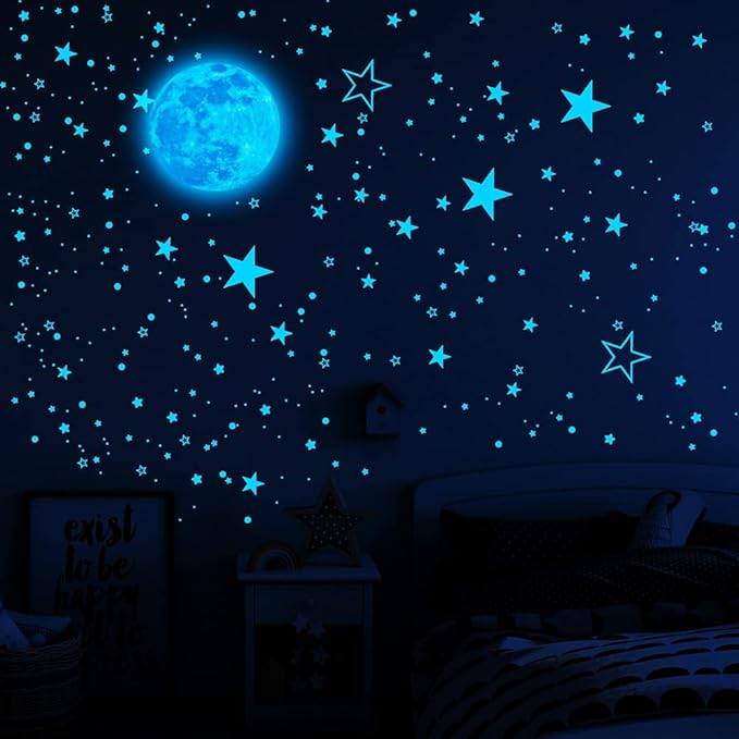 1049Pcs Glow in The Dark Stars and Moon for Ceiling, Wall Bedroom Chirldren's Room Stickers Decals Decor, Boys & Girls' Gifts-CasaMuseHome