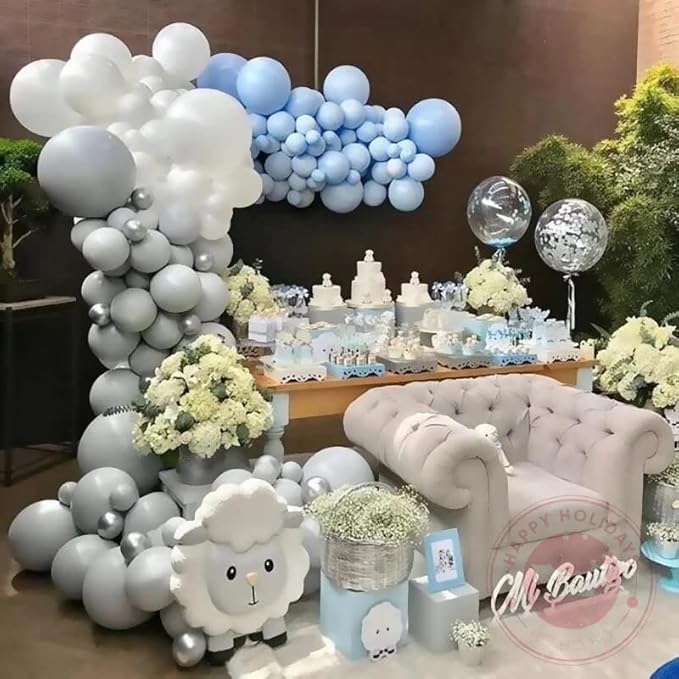 130pcs Gray Balloons Different Sizes 18" 12" 10" 5" Pastel Gray Balloons for Boys Girls Birthday Baby Shower Gender Reveal Wedding Decorations-CasaMuseHome