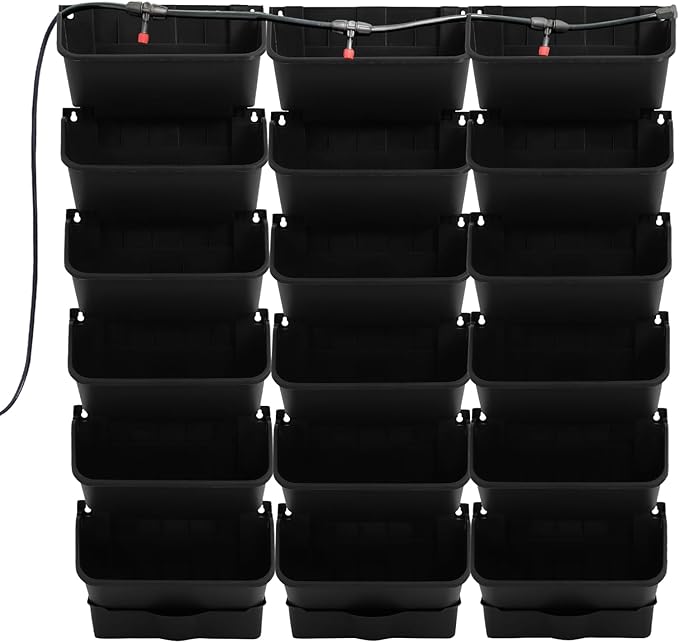 18 Pots Self-Watering Wall-Mounted Planter, 39.4”L x 39.4”H Vertical Wall Planter Self Watering Stackable Planters Vertical Garden Wall Garden Planter Outdoor Indoor for Herbs Flowers Strawberries-CasaMuseHome