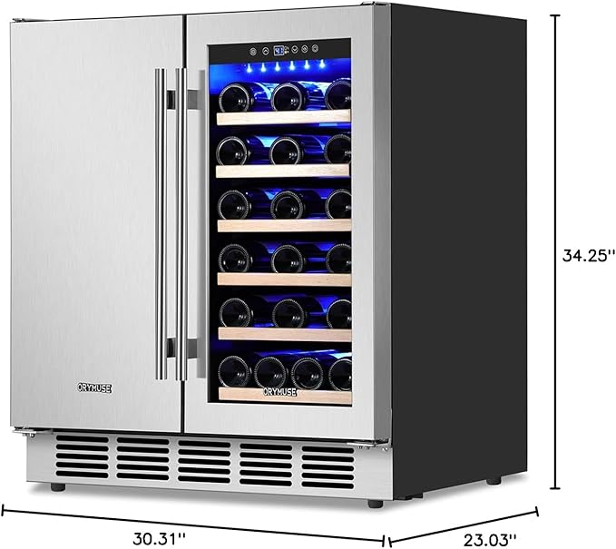 30" Stainless Steel Wine & Beverage Refrigerator - Dual Zone, Built-in/Freestanding with Upgraded Cooling - 30 Bottles & 110 Cans Capacity-CasaMuseHome