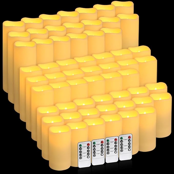 60-Pack LED Flameless Candles with Remote Control - Perfect for Home, Parties, and Special Occasions - Create a Magical Ambiance Effortlessly(Three Sizes)-CasaMuseHome