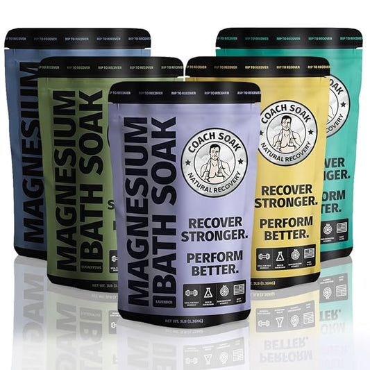 5 Pack Bundle: Coach Soak Recovery Bath Soak, Epsom Salt Bulk, Bath Salts Bulk, 5 Pack Bundle - Total of 15 Pounds (Mixed Bundle)-CasaMuseHome