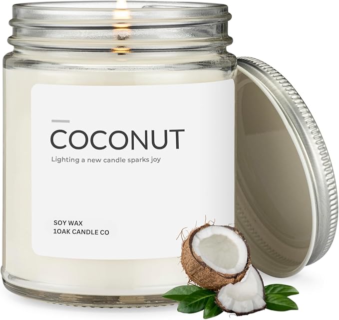 1OAK Soy Wax Scented Candle (Coconut) - Long Burning Premium Hand-Poured (7oz.)-CasaMuseHome