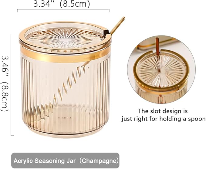 Acrylic Condiment Spice Jars,Condiment Spice Box With Lids and Spoons and Tray,Clear Plastic Condiment Canisters,Seasoning Box 6 Pack,Seasoning Box Set for Kitchen to Storage Salt,Paprika,Sugar-CasaMuseHome