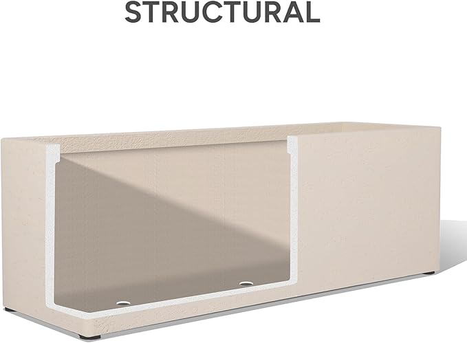 42 Inch Rectangular Concrete Planter（42Lx14Wx15H，58 Pounds）,Durable All-Weather Use with Drainage Holes,Large Rectangular Planter for Outdoor Indoor Plants-CasaMuseHome