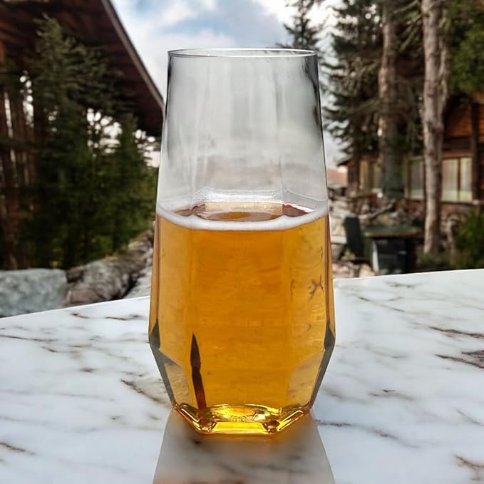 48 Pack Diamond Unbreakable Stemless Plastic Wine Stemless Toasting coacktail Glasses, Durable 9 Oz BPA-Free Disposable Champagne Flutes for Weddings, Bars, Events, and Celebrations (Clear)-CasaMuseHome