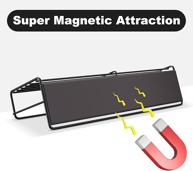 3 Pack Magnetic Spice Rack Organizer, Space Saver for Refrigerator and Whiteboard, Metal Fridge Shelf for Kitchen and Classroom, Black-CasaMuseHome