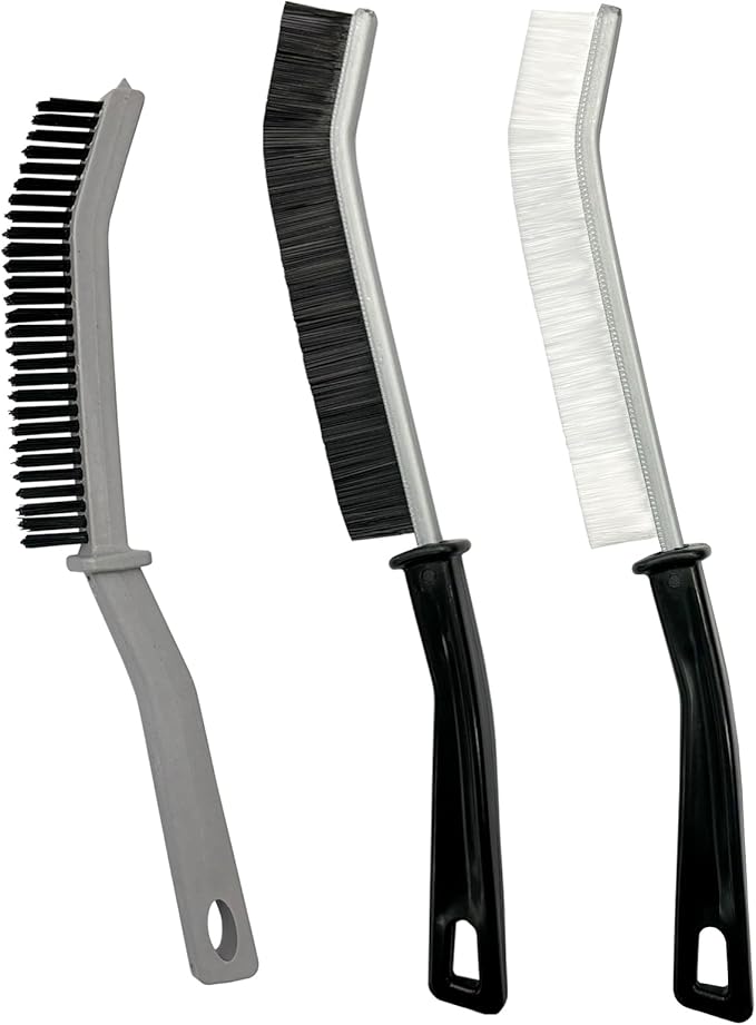 3 Pcs Cleaning Brushes for Household - Crevice Brush for Scrub Small Spaces, Toilet Cleaning Tool with Comfortable Grip, Long&Firm Bristle for Shower Tile Grout, Sinks Gap, Window Tracks, Hinges-CasaMuseHome
