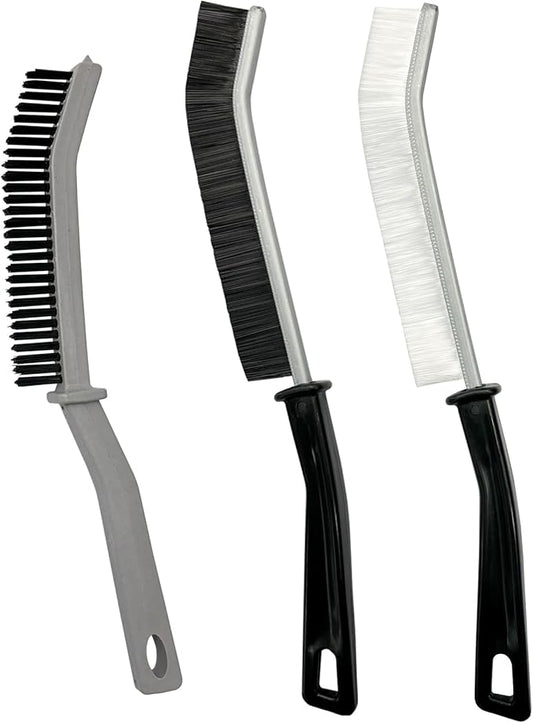 3 Pcs Cleaning Brushes for Household - Crevice Brush for Scrub Small Spaces, Toilet Cleaning Tool with Comfortable Grip, Long&Firm Bristle for Shower Tile Grout, Sinks Gap, Window Tracks, Hinges-CasaMuseHome