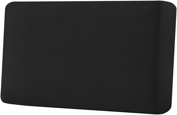 H.VERSAILTEX Super Stretch Individual Seat Cushion Covers Sofa Covers Couch Cushion Covers Slipcover Sets Thick Jacquard Textured Twill Fabric (1 Piece Loveseat Cushion Cover, Black)-CasaMuseHome