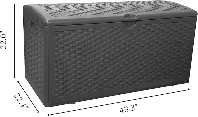 80 Gallon Plus Outdoor Storage Box Waterproof Lockable Resin Deck Box Large, Patio Storage Bin for Pool Accessories Cushion Furniture, Garden Tools, UV-Resistant Outside Delivery Black-CasaMuseHome