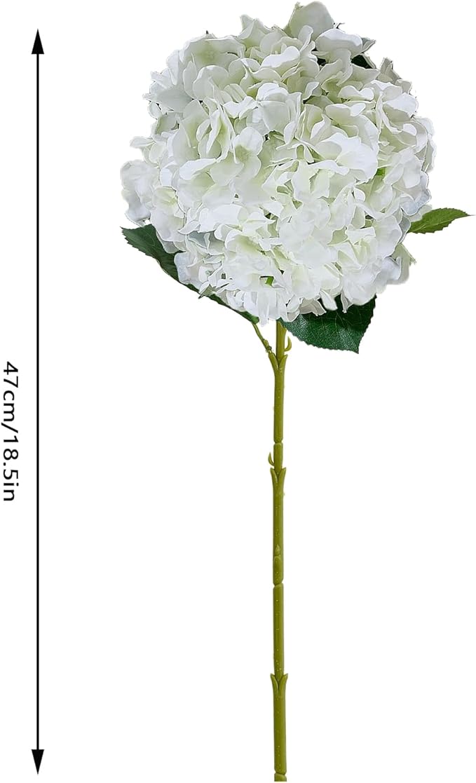 8Pcs White Fake Flowers Silk Hydrangea Artificial Flowers Bouquets Faux Ivory Hydrangea Stems for Home Table Centerpieces Wedding Party Decoration-CasaMuseHome