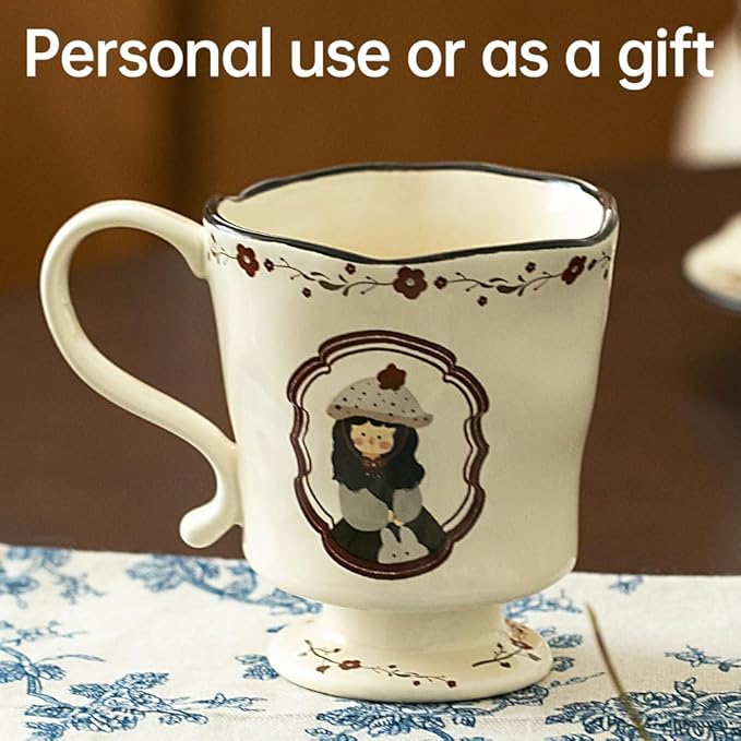 360ml -12.17oz Painted Cute Ceramic Mug - Cute Coffee Cup for Espresso,Macchiato,Latte - Gift for Women, Dishwasher Safe-CasaMuseHome