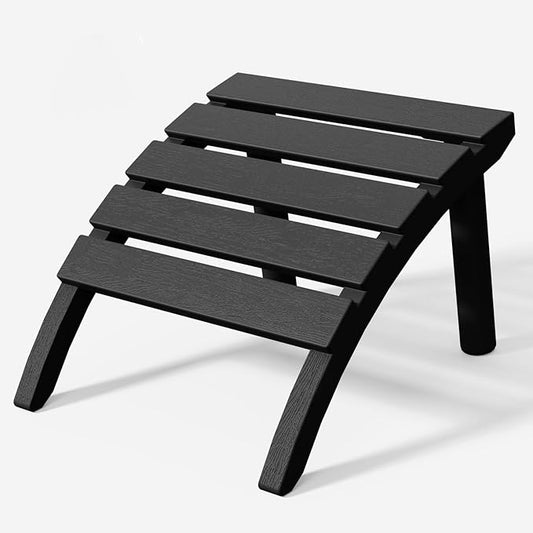 Adirondack Ottoman, HDPE Plastic Adirondack Footstool, All Weather Foot Rest for Adirondack Chair, Outdoor Footrest for Patio,Backyard, Lawn, Fire Pits, Black-CasaMuseHome