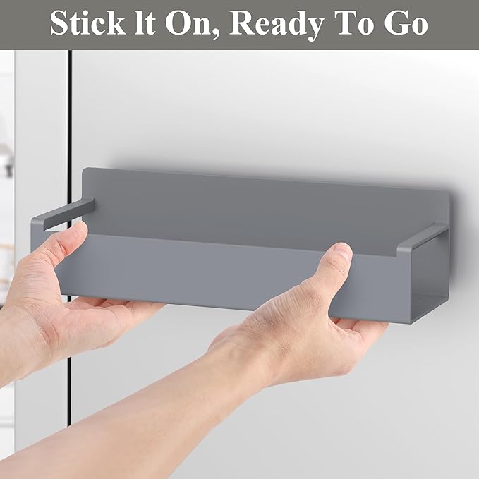 4 Pack Magnetic Spice Rack Organizer for Refrigerator and Oven, Dark Grey Fridge Organizers and Storage for Kitchen-CasaMuseHome