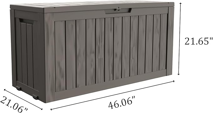 80 Gallon Outdoor Storage Box with Wheels, Waterproof Lockable Resin Deck Box Patio Storage Bin for Pool Accessories Cushion Furniture, Garden Tools, UV-Resistant Outside Delivery Grey-CasaMuseHome