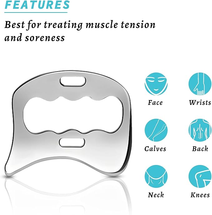 3-in-1 Stainless Steel Gua Sha Muscle Scraper Tool, IASTM Tools, Myofascial Scraping Tools for Physical Therapy, Lymphatic Drainage Massager, Soft Tissue Massage Tool-CasaMuseHome