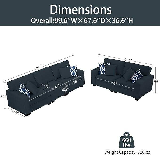 L Lengend Vansen Modular Sectional Sofa U Shaped Couch with Ottoman Modern Reversible Corner Sectional Couch for Living Room (Charcoal, 2+3)-CasaMuseHome