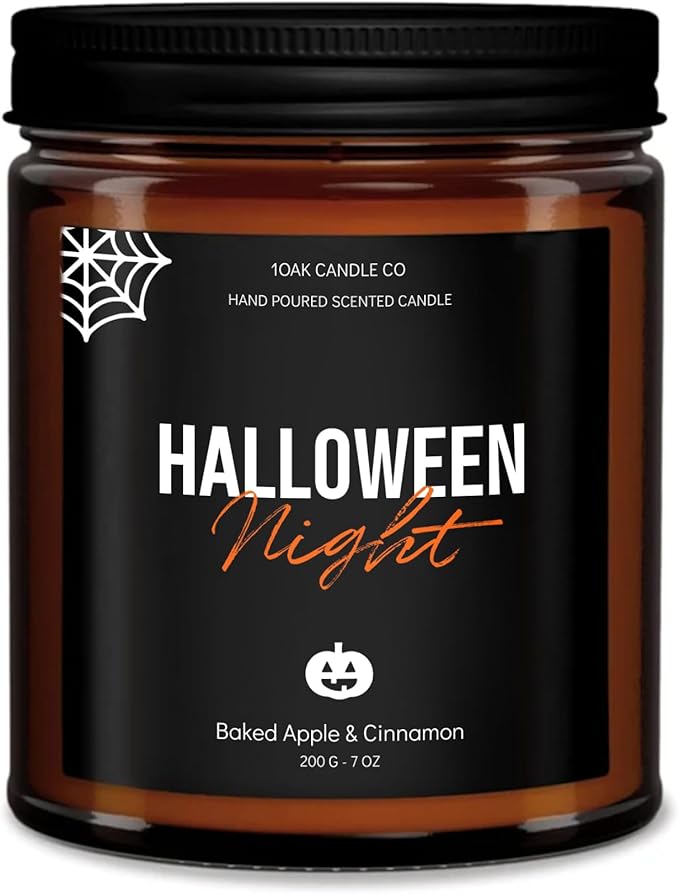 1OAK Halloween Candles Scented - 7oz, Baked Apple Cinnamon - Spooky Candles - Gothic Décor Decorations - Halloween Gifts for Women, Men - Horror Candle-CasaMuseHome