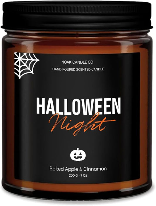 1OAK Halloween Candles Scented - 7oz, Baked Apple Cinnamon - Spooky Candles - Gothic Décor Decorations - Halloween Gifts for Women, Men - Horror Candle-CasaMuseHome
