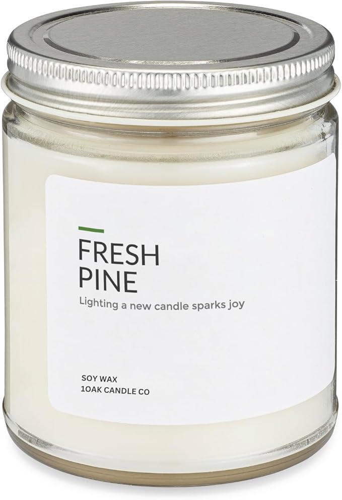 1OAK Soy Wax Candles (Fresh Pine) - Pine Candle - Soy Candles for Home Scented - Long Burning Premium - Hand-Poured (7oz.)-CasaMuseHome