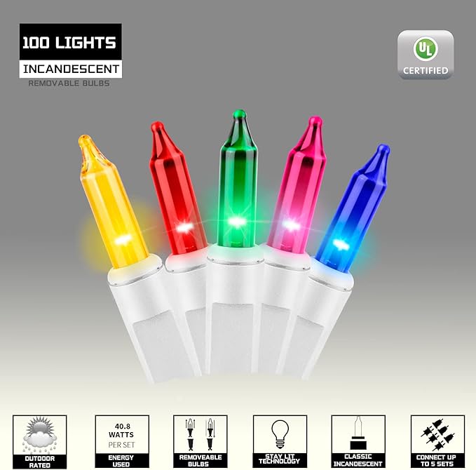 100LIGHTS Multi Easter Mini String Lights，Connectors Christmas Decorative Lights 19.6 UL Certified Waterproof for Easter Home Garden Holiday Christmas Tree Party Patio Wedding-CasaMuseHome