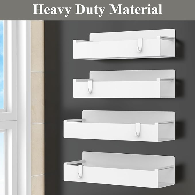 4 Pack Magnetic Spice Rack Organizer for Refrigerator and Oven, White Fridge Organizers and Storage for Kitchen-CasaMuseHome