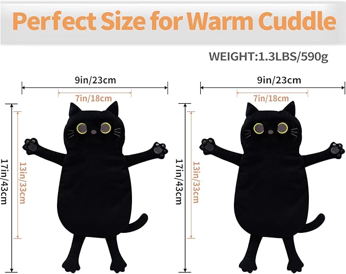 2PCS Microwave Heating Pads for Cramps Pain Relief, 17 * 9" Moist Microwavable Period Menstrual Heat Packs for Cramps, Back, Neck, Shoulder, Abdomen, Black Cat-CasaMuseHome