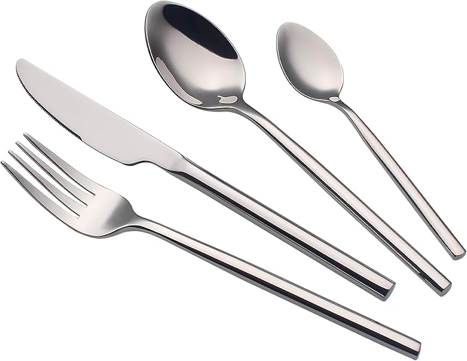 24 Piece Silverware Set For 6 Heavy duty 18/10 Stainless Steel Flatware Set Modern Design Knife/Fork/Spoon Mirror Polished Dishwasher Safe Cutlery Set with Gifts-CasaMuseHome