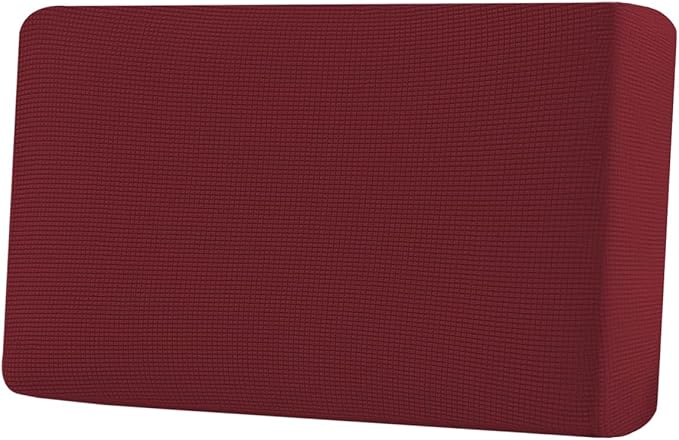 H.VERSAILTEX Super Stretch Individual Seat Cushion Covers Sofa Covers Couch Cushion Covers Slipcover Sets Thick Jacquard Textured Twill Fabric (1 Piece Loveseat Cushion Cover, Burgundy Red)-CasaMuseHome