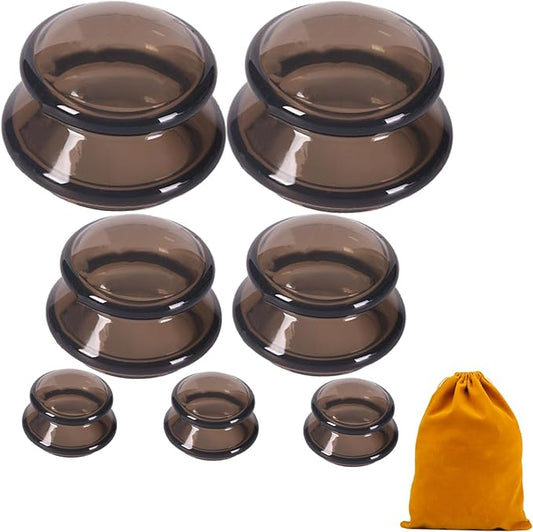 7Pcs Cupping Therapy Set-Professional Silicone Cupping, Suitable for Facial Body Massage/Deep Myofascial Release/Pain Relief/Muscle Relaxation & More (Black,7pcs)-CasaMuseHome