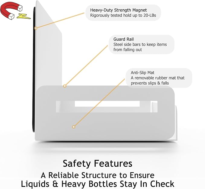 2-Pack Magnet Spice Rack For Refrigerator, White Magnetic Shelves for Classroom, 6" Deep Magnetic Shelf for Fridge Kitchen and Garage Tools Organizing, Heavy Duty 20LB Capacity-CasaMuseHome