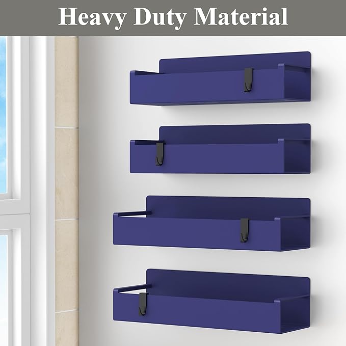 4 Pack Magnetic Spice Rack Organizer for Refrigerator and Oven, Dark Blue Fridge Organizers and Storage for Kitchen-CasaMuseHome