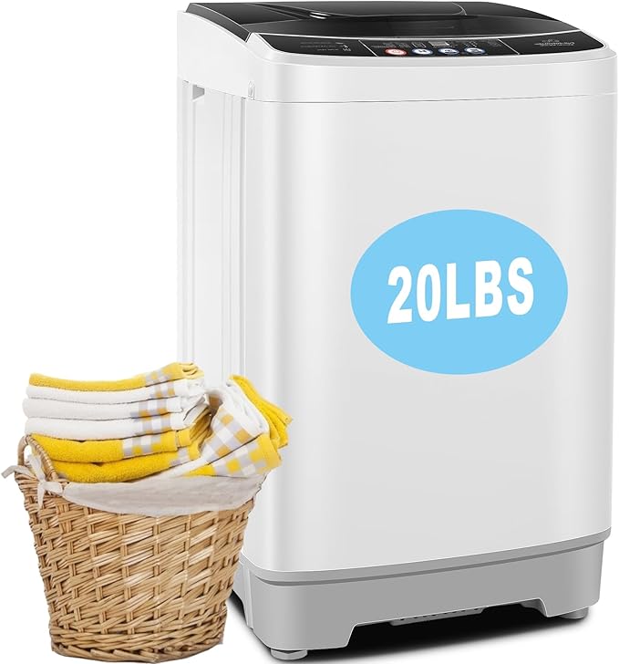 20Lbs Portable Washing Machine Nictemaw Portable Washer, 2.8 Cu.ft Washer and Dryer Combo with Drain Pump, 10 Programs 8 Water Level Compact Laundry Washer for Home, Apartment, RV, Dorms-CasaMuseHome