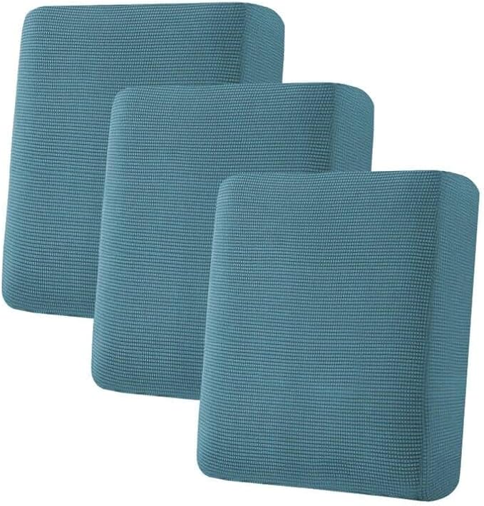 H.VERSAILTEX Super Stretch Individual Seat Sofa Covers Couch Slipcover Sets Thick Jacquard Textured Twill Fabric (3 Piece Sofa Cushion Covers, Storm Blue)-CasaMuseHome