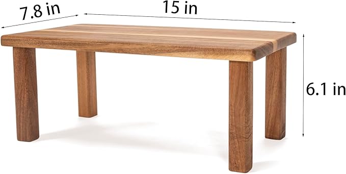 Acacia Wooden Desktop Organizer Shelf Kitchen Cabinet and Counter Riser Display Shelf for Top of Desk Home Office Bathroom Coffee Table Display Stand-CasaMuseHome