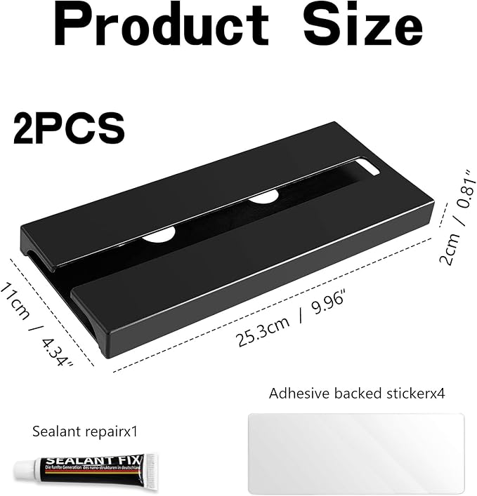 2PC Black Wooden Hanging Wine Glass Rack - Wall Mount Stemware Holder 25.3x11x2 cm - Space Saving Bar Organizer for Kitchen, Dining Room Home Decor (2pc)-CasaMuseHome