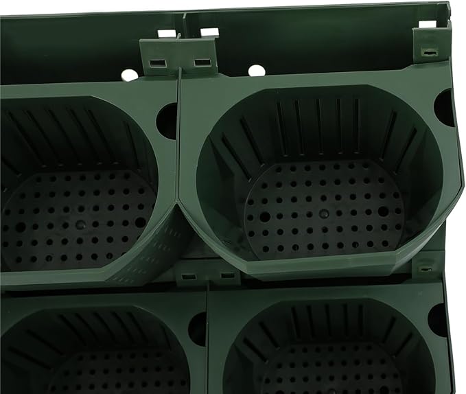 12Pieces 3-Pot Wall Planter Vertical Garden Plant Walls Wall Mounted Vertical Planter with Water-Storage Layer Stackable Wall-Mounted Flower Pot for Gardens, Balconies 180.78lbs Total Capacity (Green)-CasaMuseHome