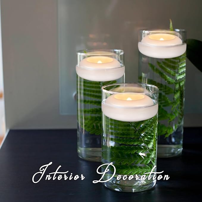 24 Pack 3”Floating Candles Water-Activated Flameless LED Candle, 120 Hour White Battery Operate Waterproof Tealights for Cylinder Vases, Centerpieces at Wedding, Party, Pool,Romantic.-CasaMuseHome