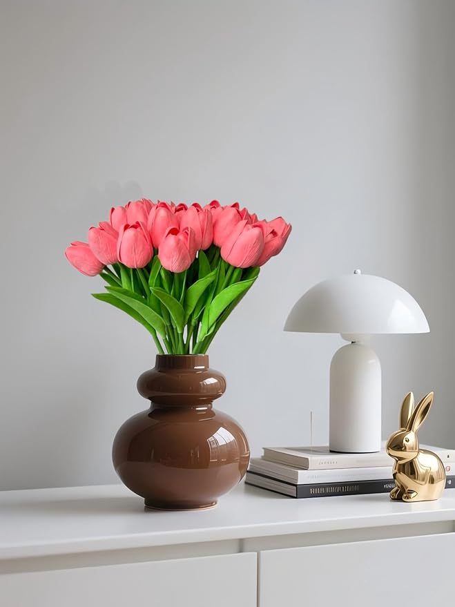 15 Pcs Artificial Tulip PU Fake Flower Realistic Touch Spring Summer Fake Flowers for Home Decor Outdoor Garden Parties and Wedding-CasaMuseHome