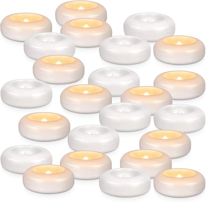 24 Pack 3”Floating Candles Water-Activated Flameless LED Candle, 120 Hour White Battery Operate Waterproof Tealights for Cylinder Vases, Centerpieces at Wedding, Party, Pool,Romantic.-CasaMuseHome