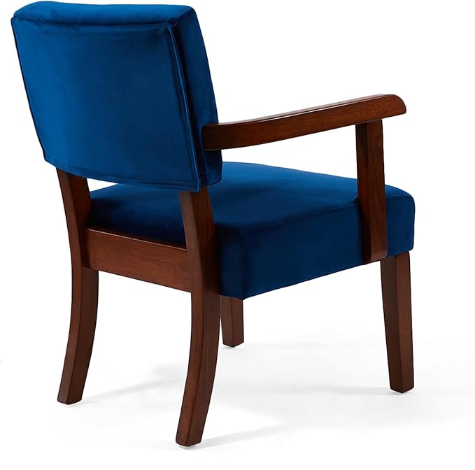 Accent Chair Set of 2 with Table, Living Room Chairs with Velvet Soft Seat & Armrests for Living Room Bedroom Reading Room Waiting Room (Velvet Navy)-CasaMuseHome