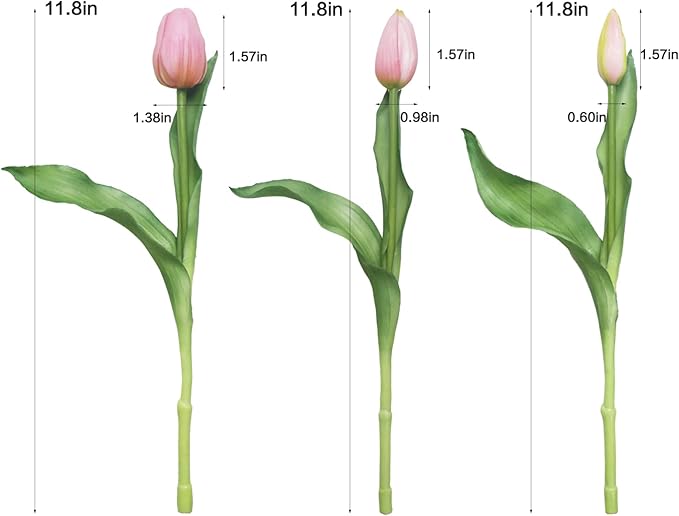 15pcs Artificial Tulips Flowers, Fake Tulips Real Touch, Faux Latex Bouquets, for Party Wedding Home Room Decoration (Pink)-CasaMuseHome